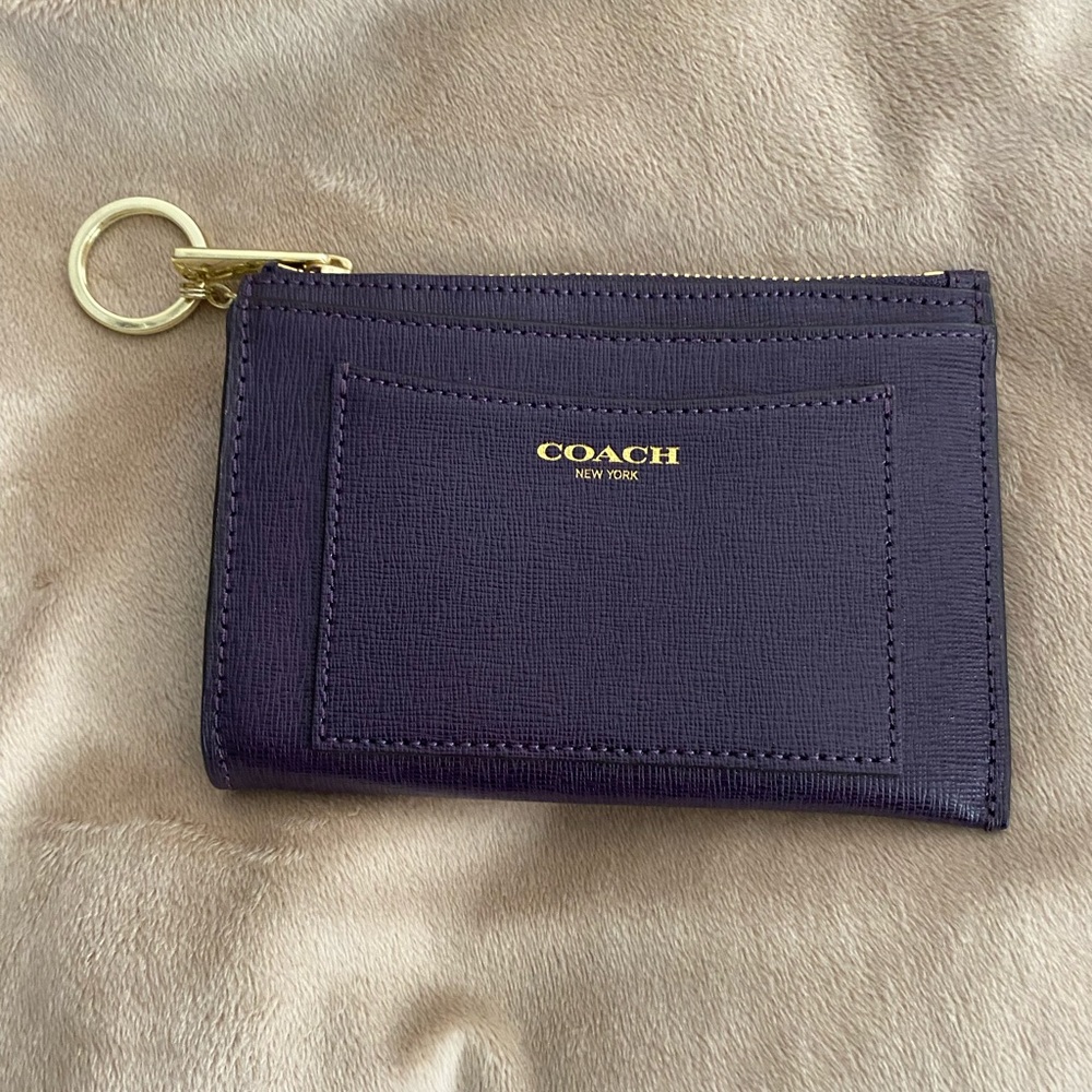 COACH LEATHER CARD CASE KEY CHAIN